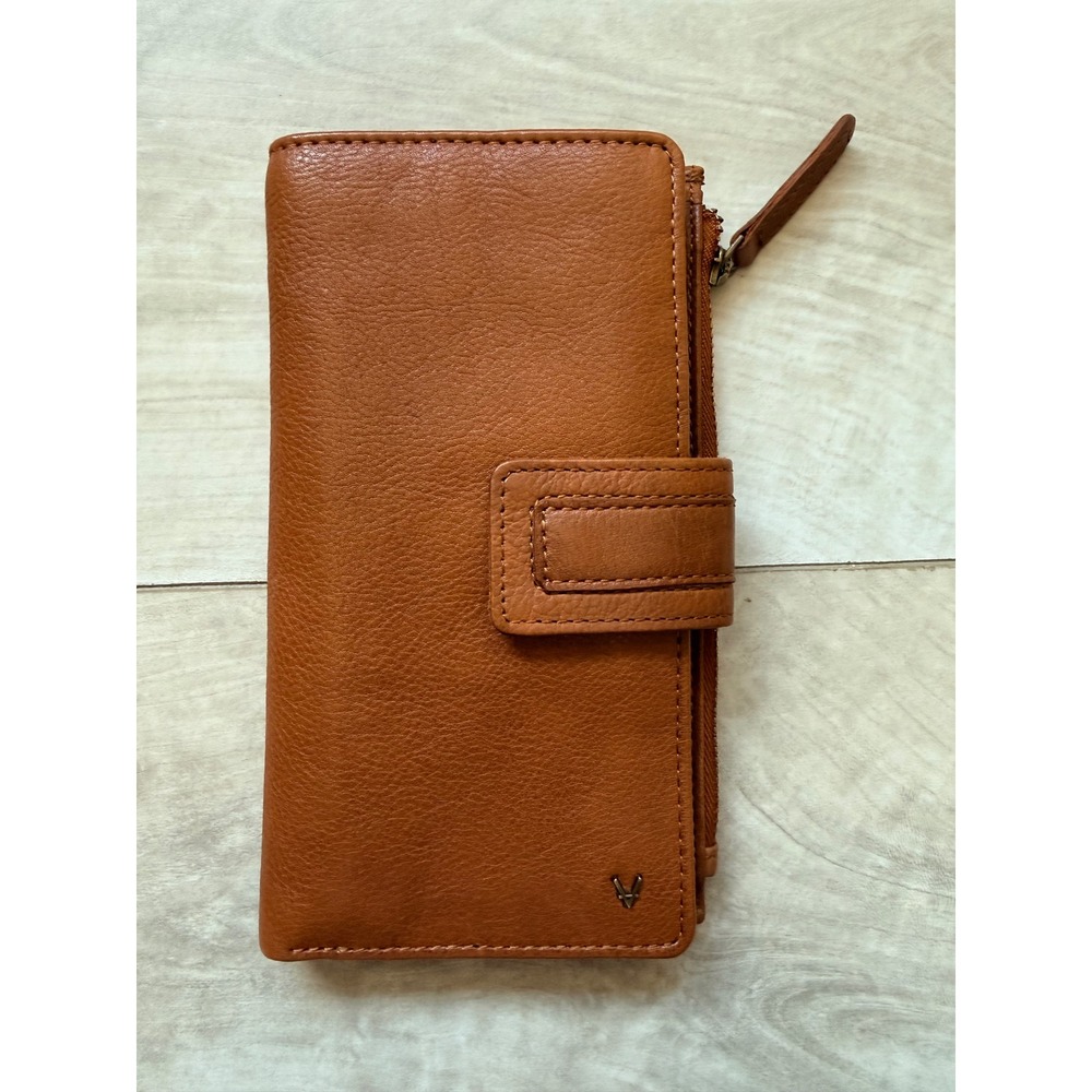 Vilenca Holland Leather Bifold Wallet Womens Cognac Tan Brown